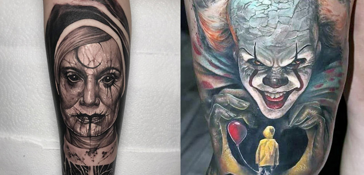 100 Ink Horror Portrait Leg Tattoo Design For Women female png   jpg 2023