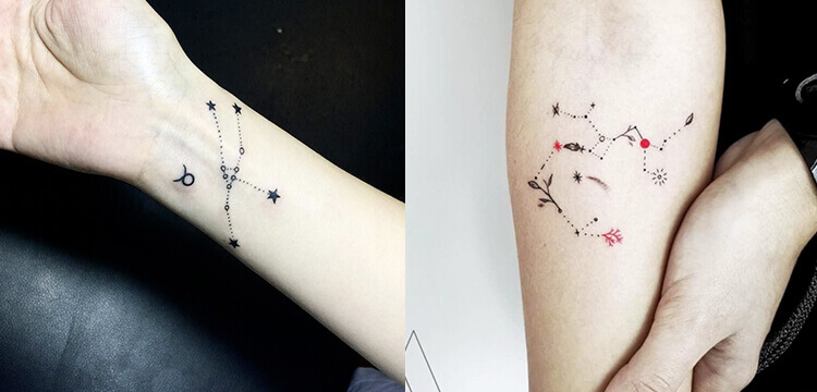 Pisces Constellation Temporary Tattoo  Set of 3  Tatteco
