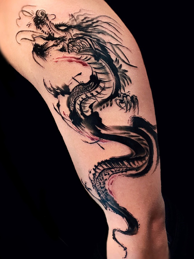 Watercolour dragon custom work Tattoo artist ninotattooart Credits  chertovatina  dragontattoo watercolourtattoo tattooideas  Instagram