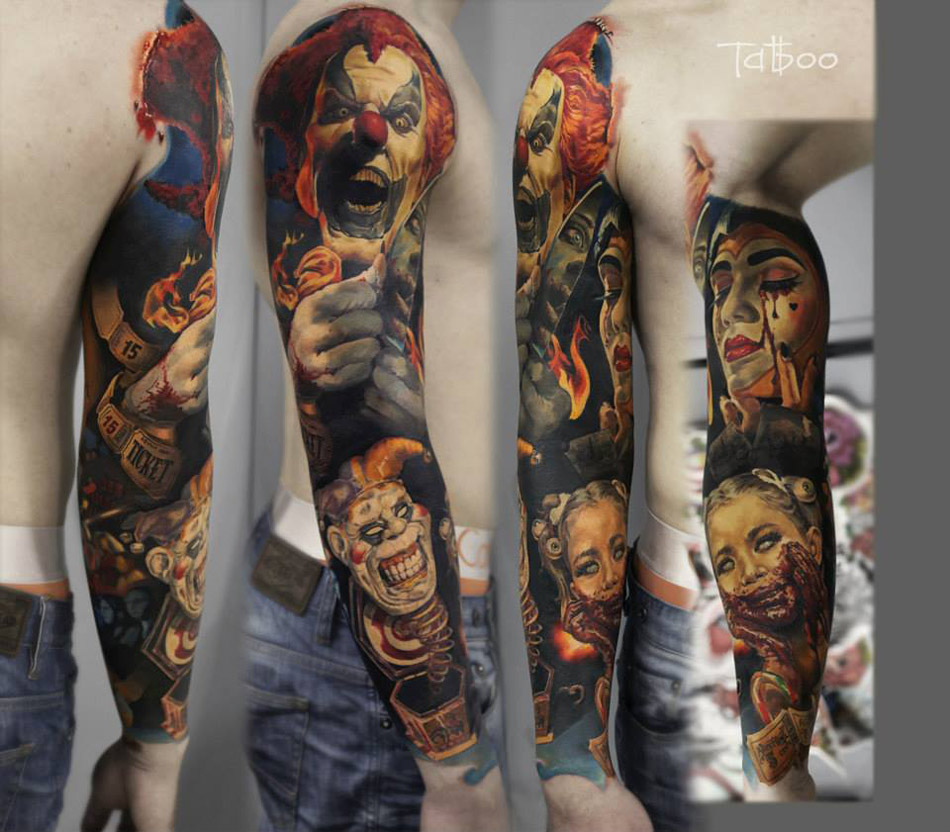 Tattoo uploaded by Bloodline Tattoo Phuket  Horror Tree Coloured Full Arm  Sleeve  Tattoodo