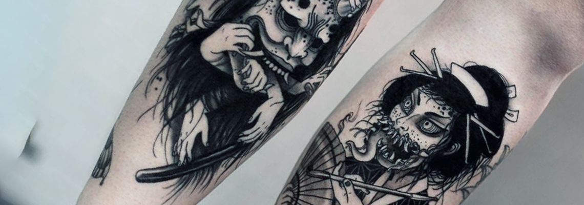 Horror Icon Leg Sleeve  Black and Grey Tattoos  Last Sparrow Tattoo