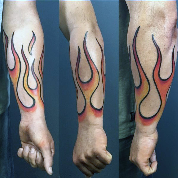 Shadow flames on arm  Hand tattoos for guys Hand and finger tattoos Fire  tattoo