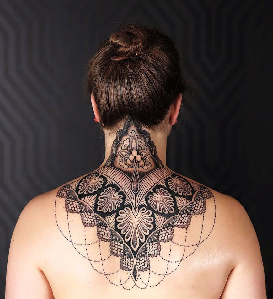 Healed Stages of Filigree Neck Tattoo by Skinny at Made to last Tattoo   rTattooDesigns
