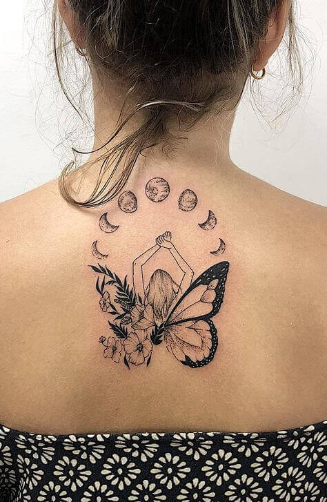 Awesome Back Black butterfly tattoo
