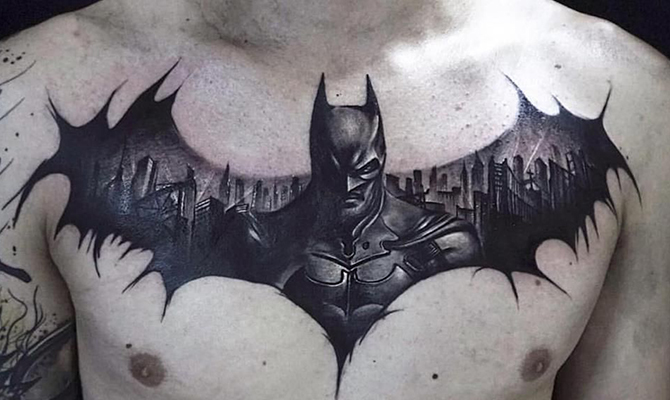 batman logo tattoo hip