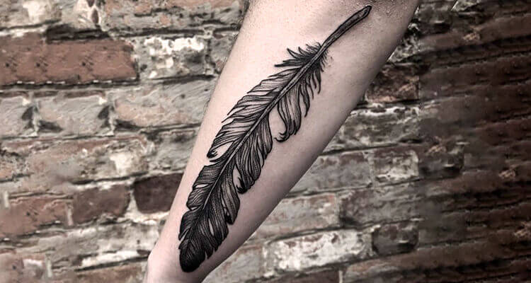 NeoTraditional Feather tattoo women at theYoucom