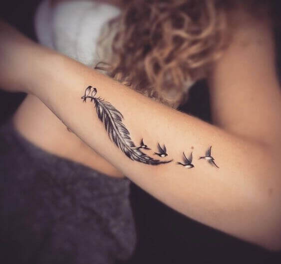 Peacock Feather and Butterfly Tattoo Idea
