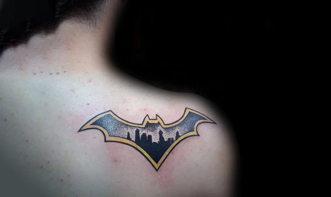 Batman Symbol Silhouette  Superman Vs Batman Logo Tattoo HD Png Download   1185x679236464  PngFind