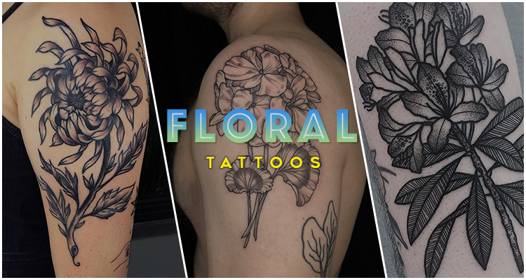 Black floral piece on the right arm  Tattoogridnet