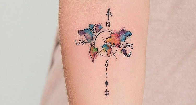 World Map Tattoo Temporary Tattoo (Set of 3) – Small Tattoos