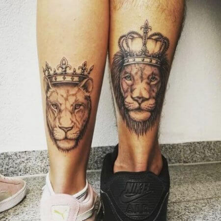 married couple lion and lioness couple tattoo