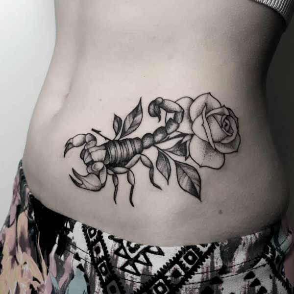 Scorpion Tattoo With Rose by sarahschortattoo  Tattoogridnet