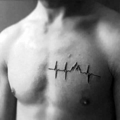 heart with heartbeat line tattoo
