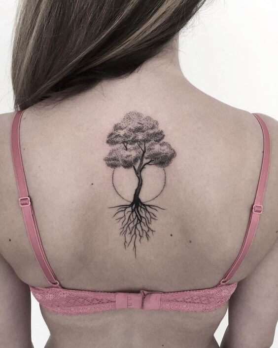 Minimalist Tree tattoo on back
