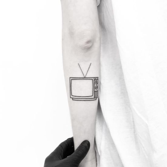 Small TV Tattoo on forearm