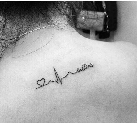 heartbeat with initials tattoo