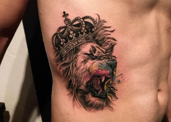 Rising Dragon Tattoos NYC  Nice lion tattoo on the ribs by Chris