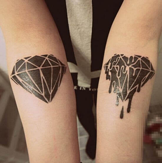 3d diamond tattoo outline