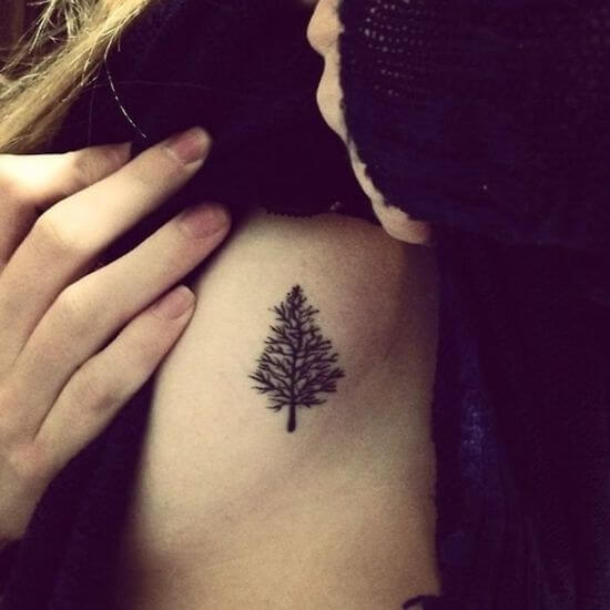 Small Christmas Tree Tattoo for Women