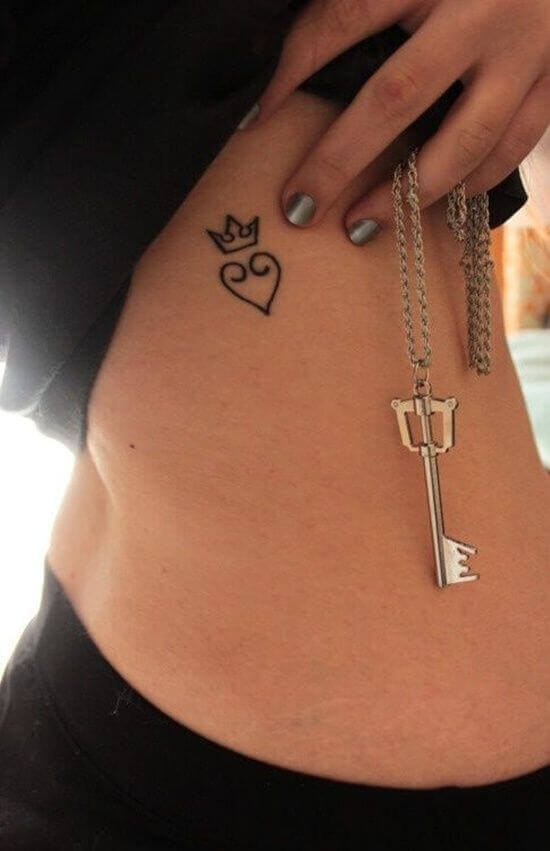 Small Heart with Crown Female Tattoos