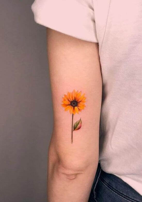 Small Sunflower Small Tattoo on women backarm