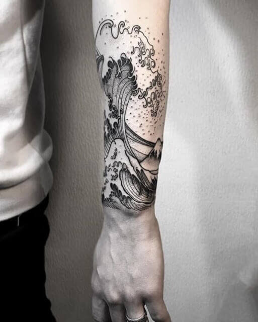 ocean wave armband tattoo