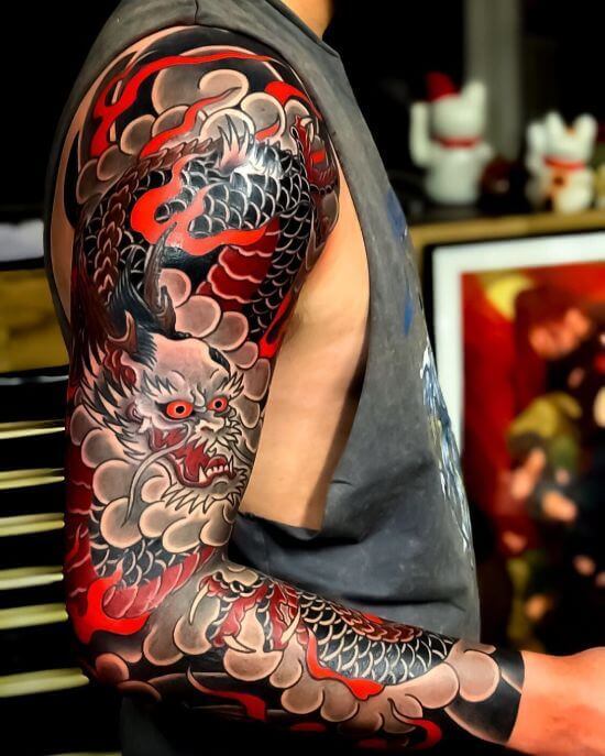100 Sleeve Tattoos for Men Ideas Designs and Temporary Tattoos  Tagged  dragon neartattoos