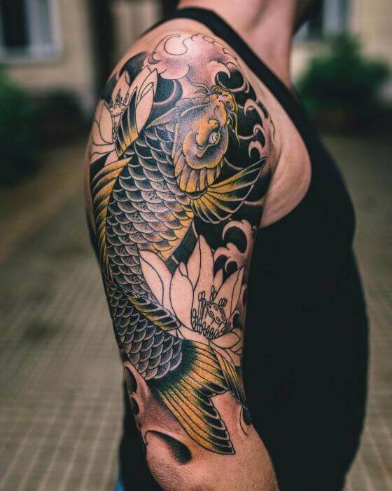 Koi Fish Tattoo  Flower wrist tattoos Koi fish tattoo Fish tattoos