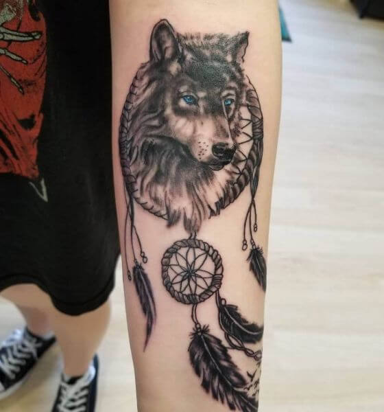dream catcher wolf tattoo meaning