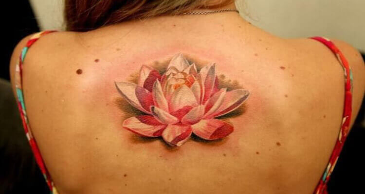Lotus Flower Tattoo On Back Girl Stock Photo 1505494148  Shutterstock