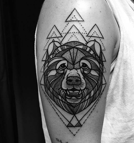Shoulder Realistic Bear Tattoo by Heidi Hay Tattoo
