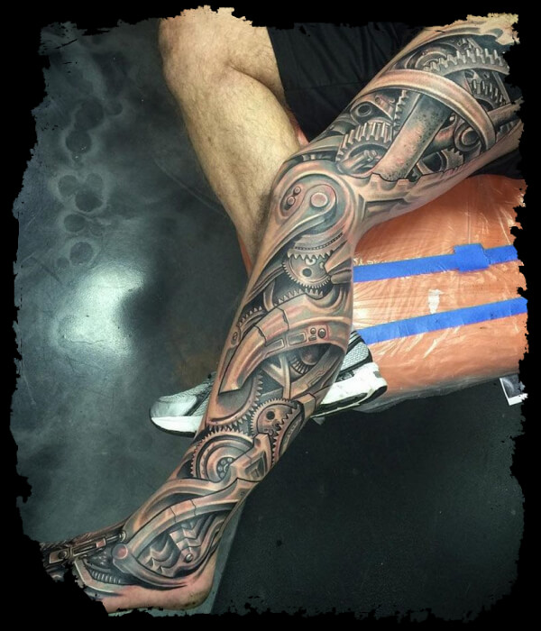 Biomechanical Leg Tattoos-For-Men