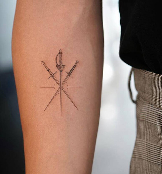 Crossed Swords Tattoo Design  White on Black Photographic Print for Sale  by jennyzhang  Redbubble