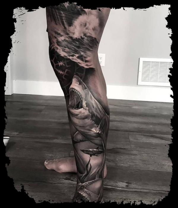 Marine-Life-Leg-Tattoos-For-Men