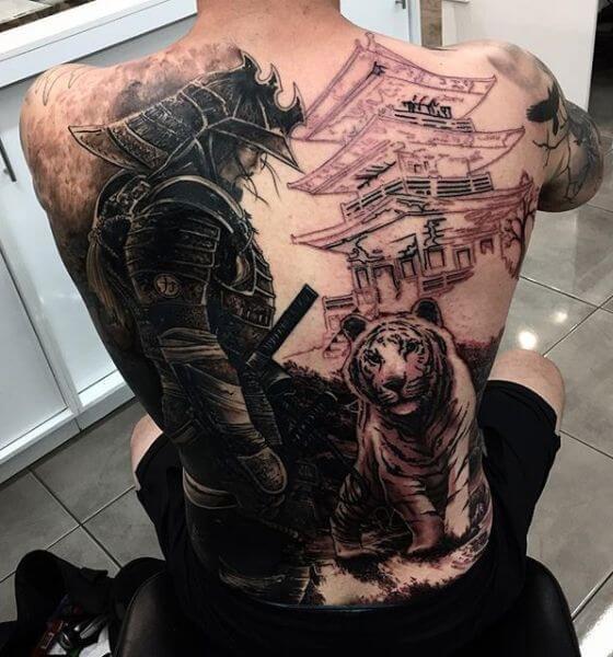 No mistake with back samurai tattoo