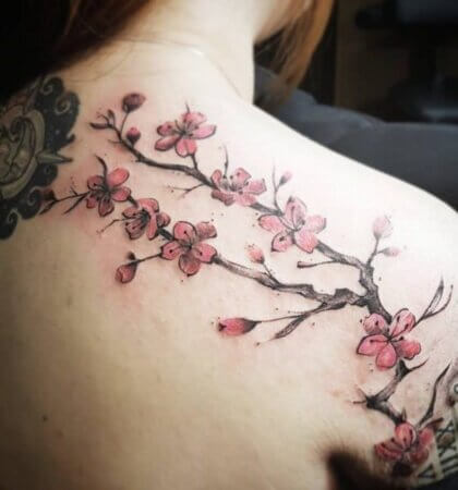 40 Prettiest Cherry Blossom Tattoo Design Ideas with Meaning