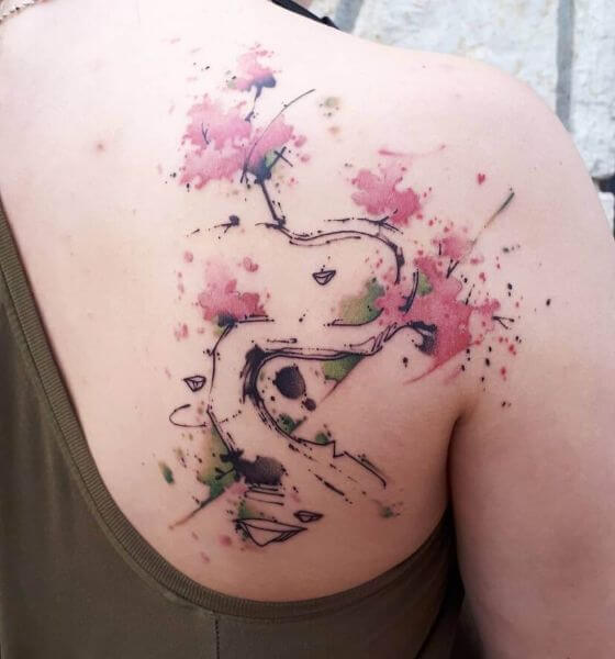 cherry blossom tree and lettering tattoo  Tattooed by Johnn  Flickr