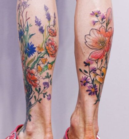 55 Adorable Calf Tattoo Ideas who Loves Charming Design 2024