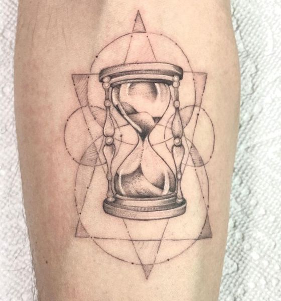 Geometric Hourglass Tattoo Idea