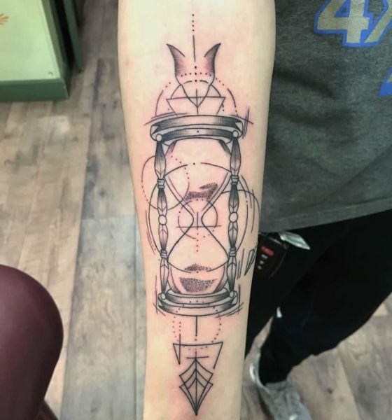 Geometric Hourglass Tattoo on Forearm