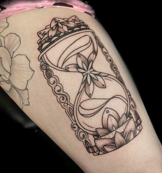 Hourglass Tattoo on Thigh