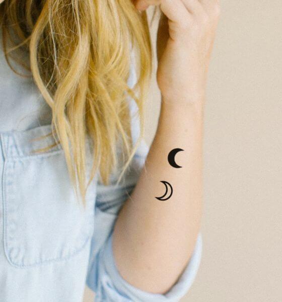 Temporary Moon Tattoo Design on Forearm