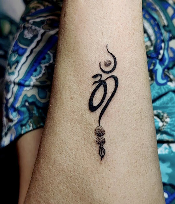 Om with Maa Paa and Rudraksh Tattoo Waterproof Men and Women Temporary Body  Tattoo
