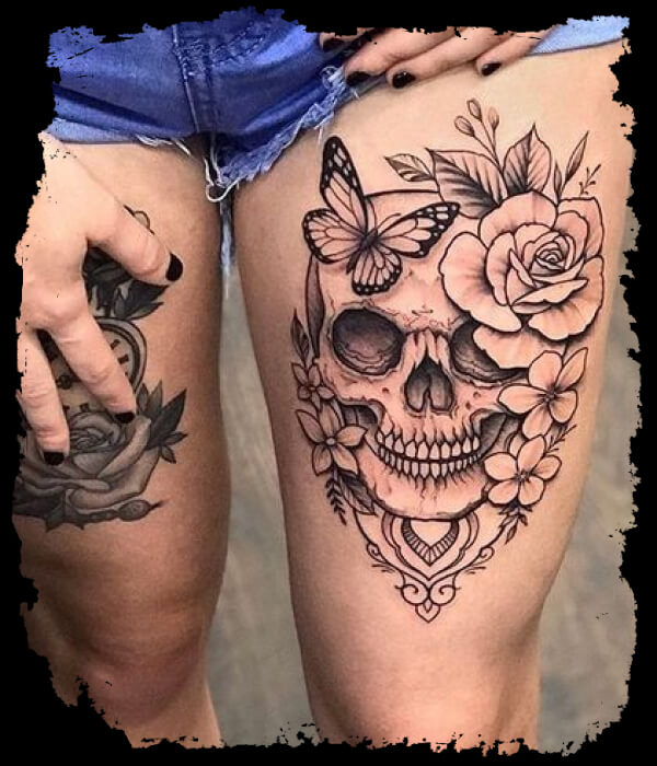 All the Piercings and Body Mods  allthepiercingsandbodymods Skull leg  tattoo by