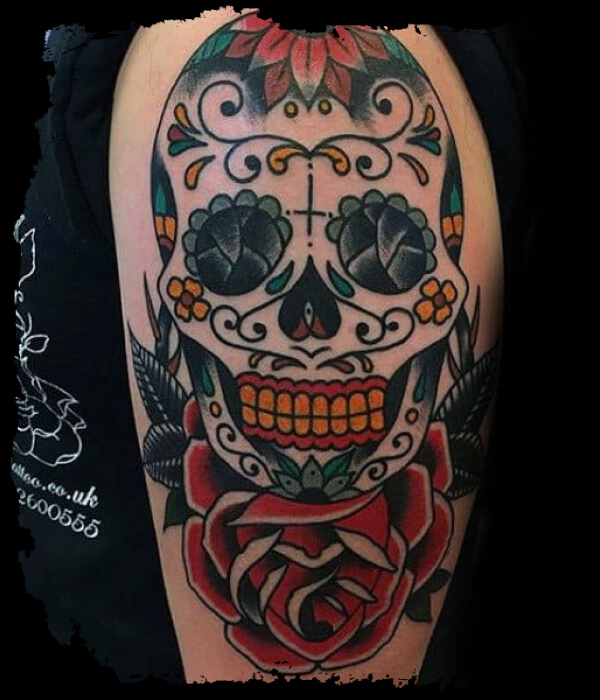 Mexican-Sugar-Skull-Shoulder-Tattoo