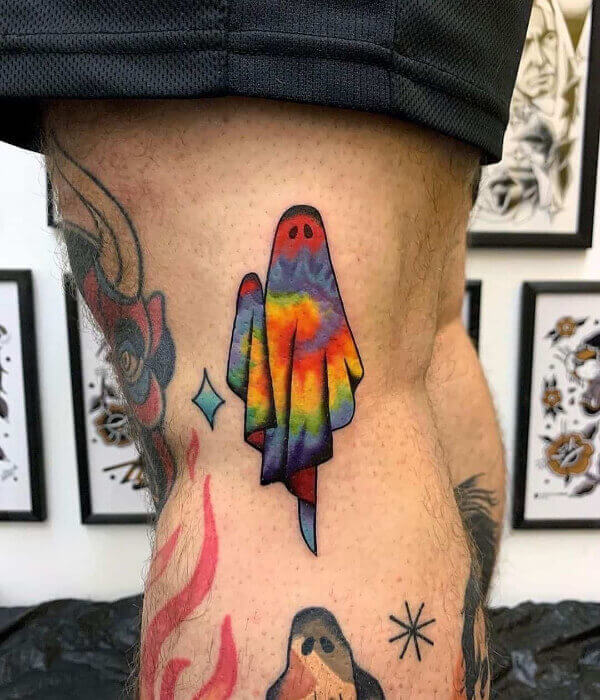 Tatuaje de fantasma colorido