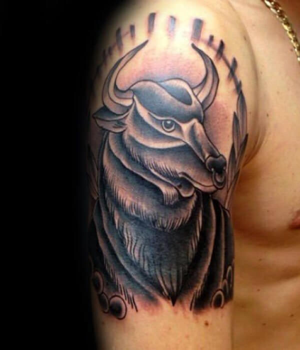 Tattoo uploaded by Dane Karlson  healed blackandgrey realism animal  halfsleeve bull scorpion taurus scorpio smoke  Tattoodo