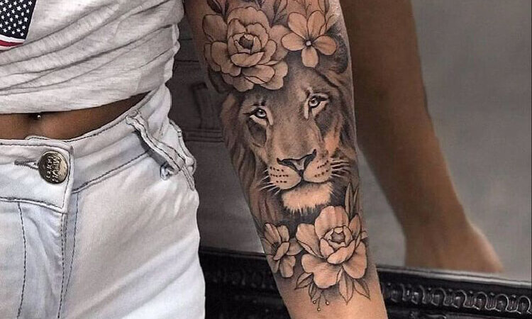 Lion Colored  Grey Tattoo by Mahesh Ogania