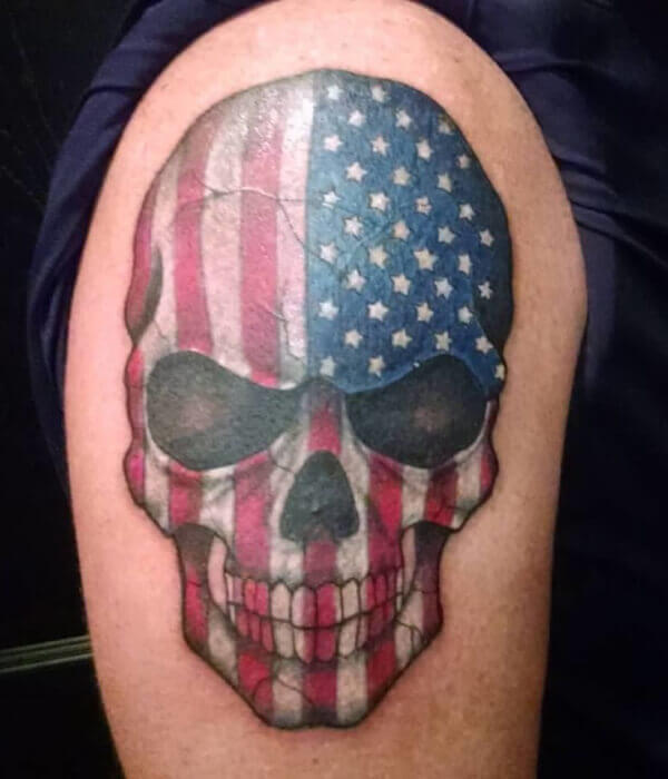 Skull Patriot USA Flag Ribbon Tattoo Stock Illustration  Illustration of  ribbon head 85932675