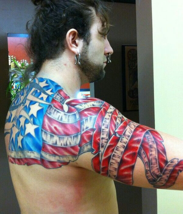 Patriotic Shoulder Tattoo  Slave to the Needle